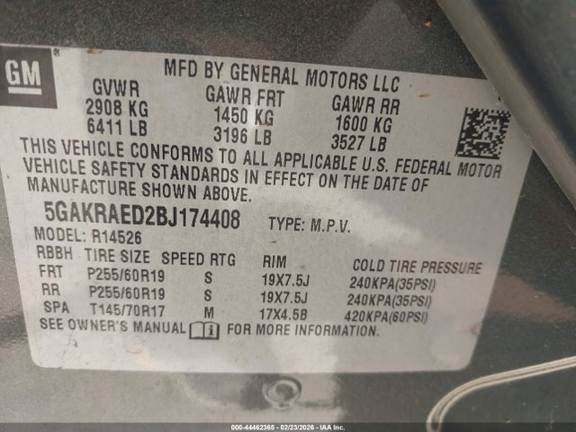 2011 BUICK ENCLAVE 5GAKRAED2BJ174408 Photo 8