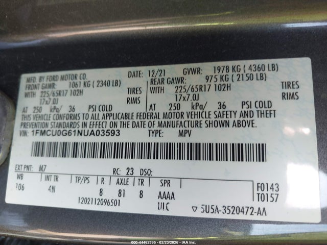 2022 FORD ESCAPE 1FMCU0G61NUA03593 Photo 8