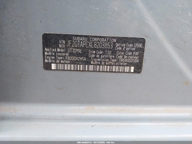 JF2GTAPCXL8203853 Subaru Crosstrek Premium