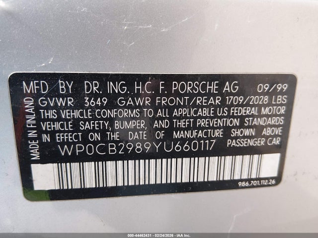 2000 PORSCHE BOXSTER WP0CB2989YU660117 Photo 8