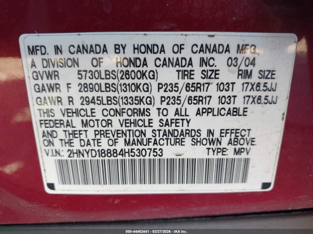 2004 ACURA MDX 2HNYD18884H530753 Photo 8