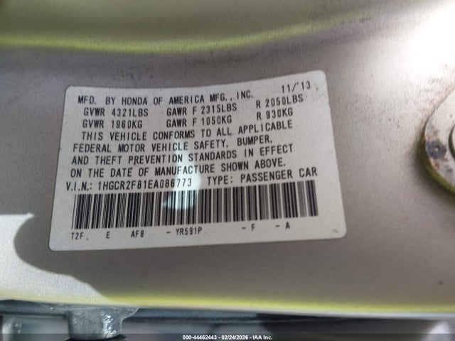Aukcja sprzedaży 2015 Honda Accord Ex-l, vin: 1HGCR2F81FA082773, numer aukcji: 44462443