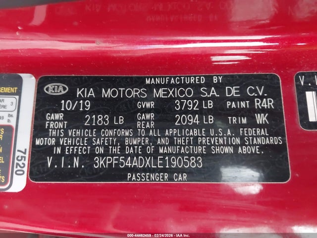 Продаж на аукціоні авто 2020 Kia Forte Ex, vin: 3KPF54ADXLE190583, номер лоту: 44462459