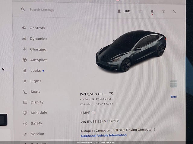 Aukcja sprzedaży 2021 Tesla Model 3 Long Range Dual Motor All-wheel Drive, vin: 5YJ3E1EB4MF973971, numer aukcji: 44462469