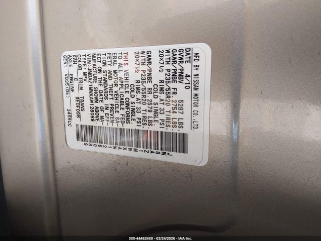 2010 NISSAN MURANO JN8AZ1MWXAW126089 Photo 8