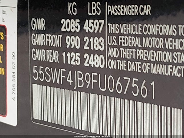 55SWF4JB9FU067561 Mercedes-Benz C 300 Luxury/sport