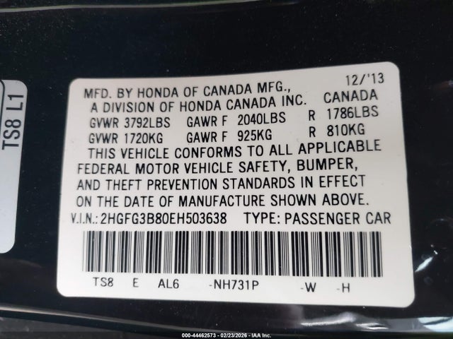 Honda CIVIC EX 2014 2HGFG3B80EH503638 Image 9