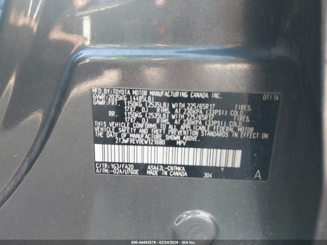 2T3WFREV9EW121680 Toyota Rav4 Xle