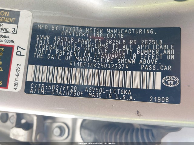 4T1BF1FK2HU323374 Toyota CAMRY SE