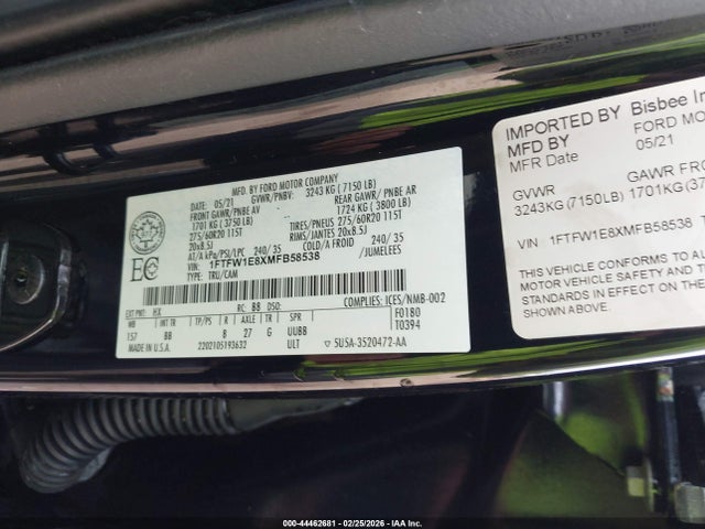 Ford F-150 Platinum 2021 1FTFW1E8XMFB58538 Image 9