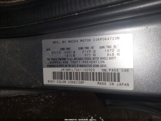 Aukcja sprzedaży 2014 Mazda Mazda3 I Touring, vin: JM1BM1L76E1102920, numer aukcji: 44462742