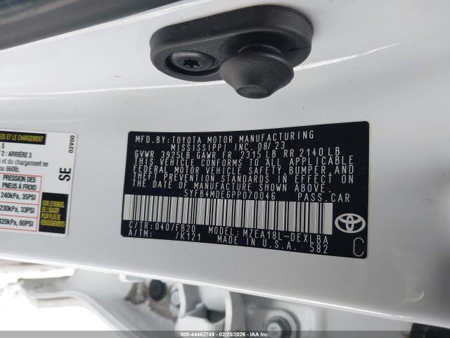 Toyota COROLLA LE 2023 5YFB4MDE6PP070046 Image 9