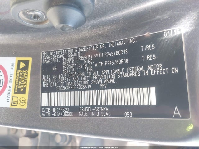 5TDZKRFH0FS065519 Toyota Highlander Le V6