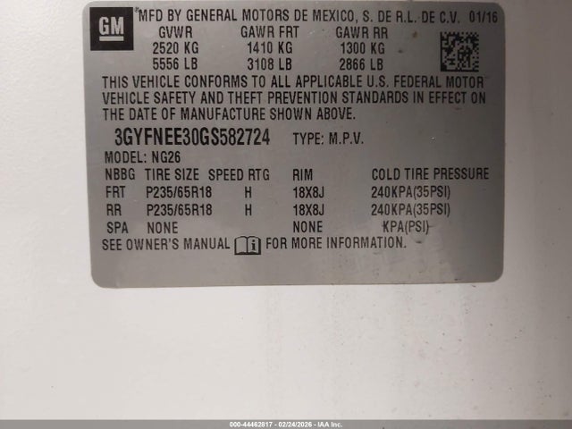 2016 CADILLAC SRX 3GYFNEE30GS582724 Photo 8