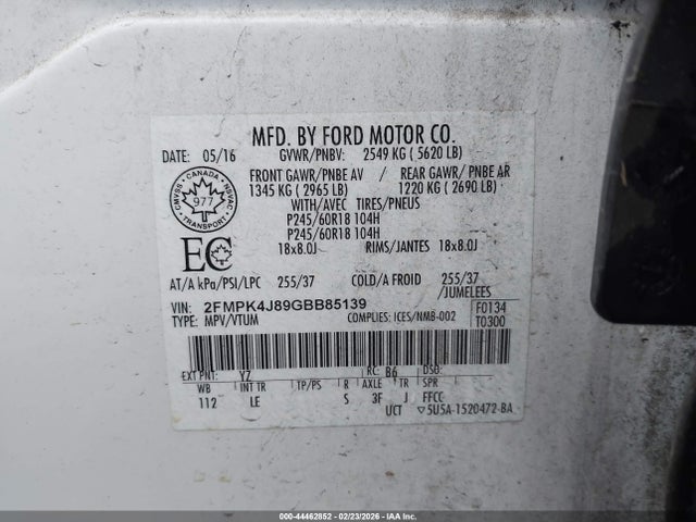 Ford EDGE SEL 2016 2FMPK4J89GBB85139 Image 9