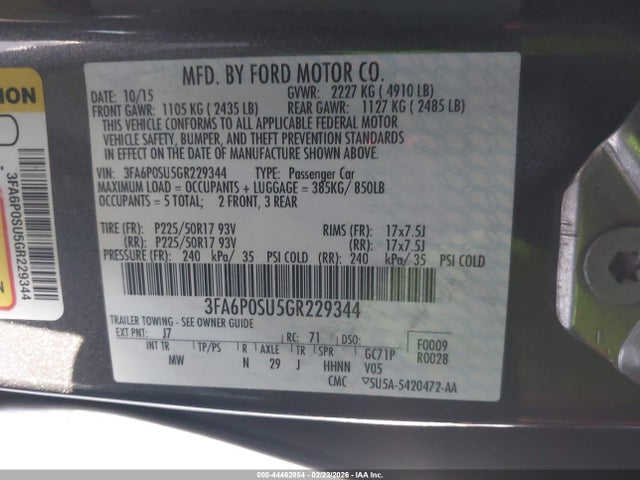 Ford Fusion Energi Titanium 2016 3FA6P0SU5GR229344 Image 9