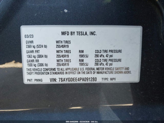 7SAYGDEE4PA091280 Tesla Model Y Awd/long Range Dual Motor All-wheel Drive