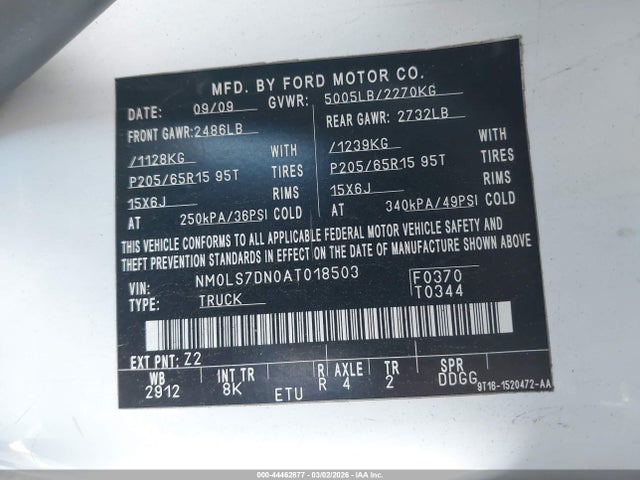 Продажа на аукционе авто 2010 Ford Transit Connect Xlt, vin: NM0LS7DN0AT018503, номер лота: 44462877