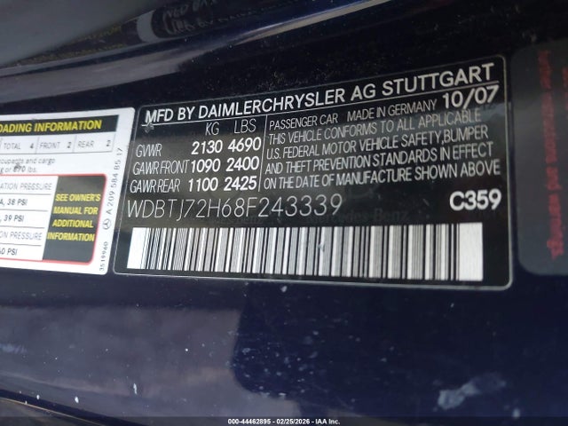 2008 MERCEDES-BENZ CLK 550 WDBTJ72H68F243339 Photo 8