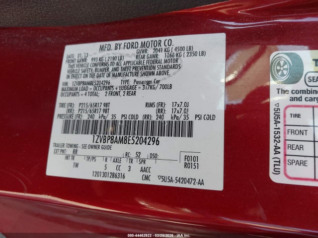 2014 FORD MUSTANG 1ZVBP8AM8E5204296 Photo 8