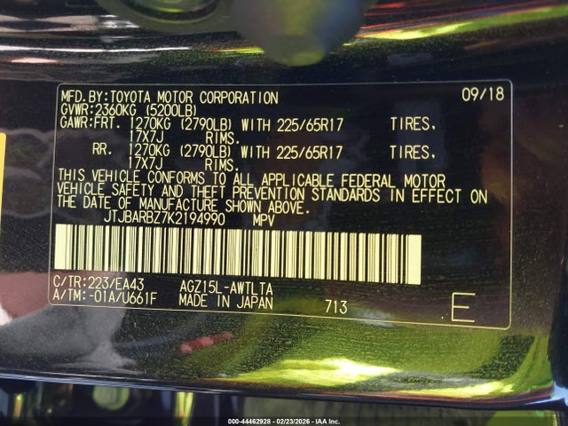 JTJBARBZ7K2194990 Lexus NX 300