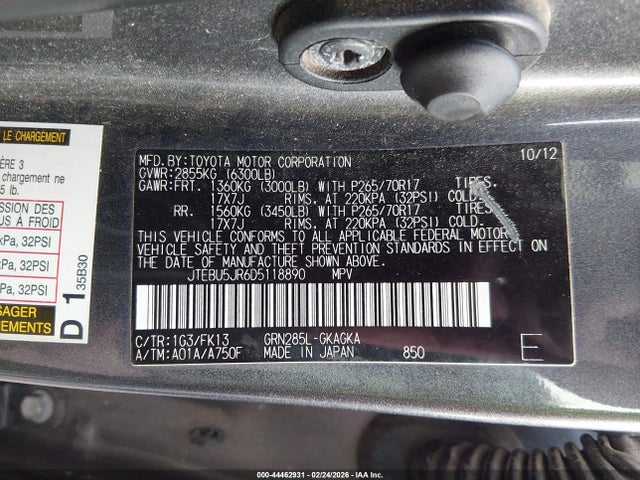 2013 TOYOTA 4RUNNER JTEBU5JR6D5118890 Photo 8