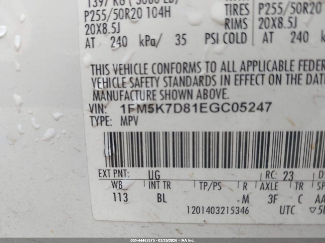 1FM5K7D81EGC05247 Ford EXPLORER XLT