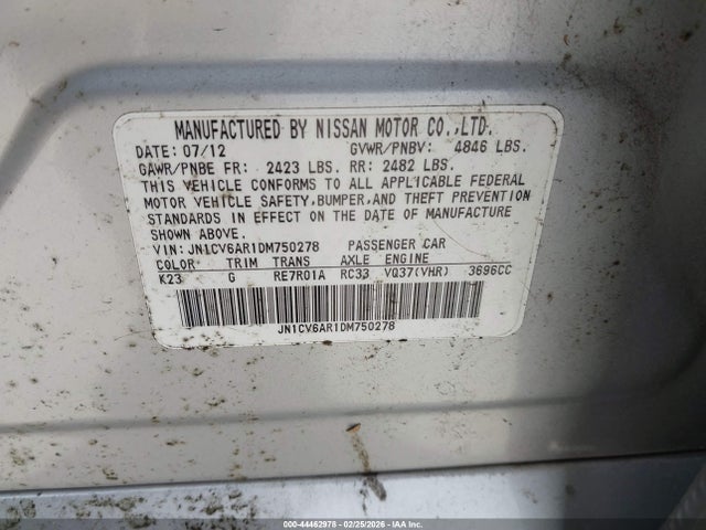 Продажа на аукционе авто 2013 Infiniti G37x, vin: JN1CV6AR1DM750278, номер лота: 44462978