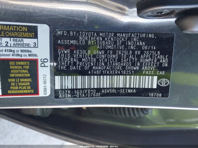 4T4BF1FKXER418251 Toyota CAMRY LE