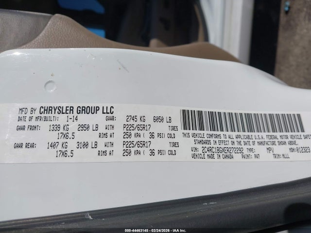 44463145 :رقم المزاد ، 2C4RC1BGXER272292 vin ، 2014 Chrysler Town & Country Touring مزاد بيع