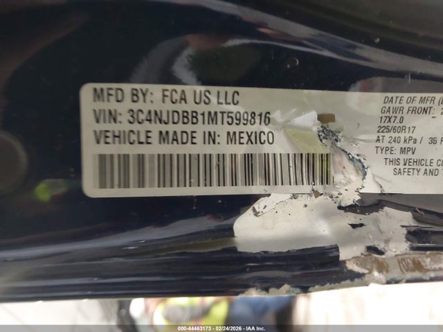 Aukcja sprzedaży 2021 Jeep Compass Latitude 4x4, vin: 3C4NJDBB1MT599816, numer aukcji: 44463173
