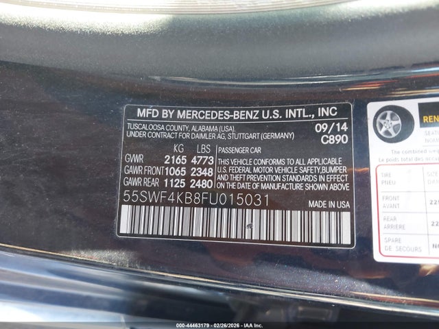 Продажа на аукционе авто 2015 Mercedes-benz C 300 Luxury 4matic, vin: 55SWF4KB8FU015031, номер лота: 44463179