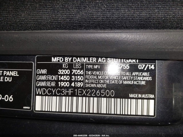44463206 :رقم المزاد ، WDCYC3HF1EX226500 vin ، 2014 Mercedes-benz G 550 4matic مزاد بيع