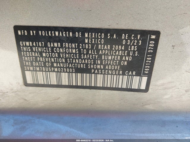 2023 Volkswagen Jetta 1.5t Se მანქანა იყიდება აუქციონზე, vin: 3VW7M7BU5PM029803, აუქციონის ნომერი: 44463218