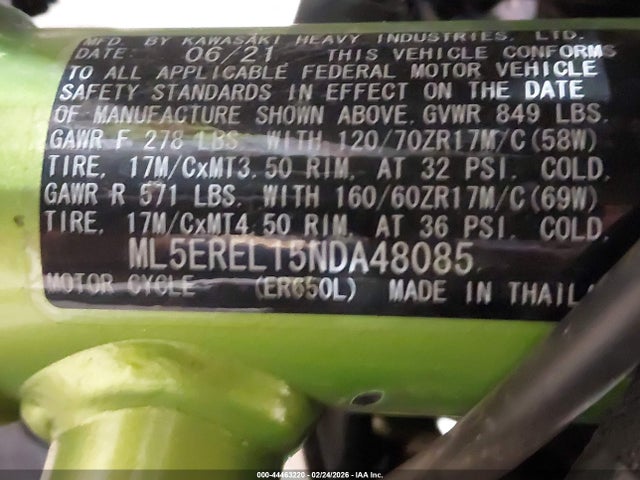 2022 KAWASAKI ER650 ML5EREL15NDA48085 Photo 9