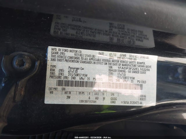 1FADP3F22EL102256 Ford FOCUS SE