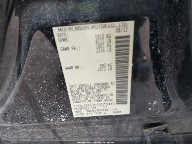 Aukcja sprzedaży 2013 Nissan Altima 2.5 Sv, vin: 1N4AL3AP8DN427904, numer aukcji: 44463283