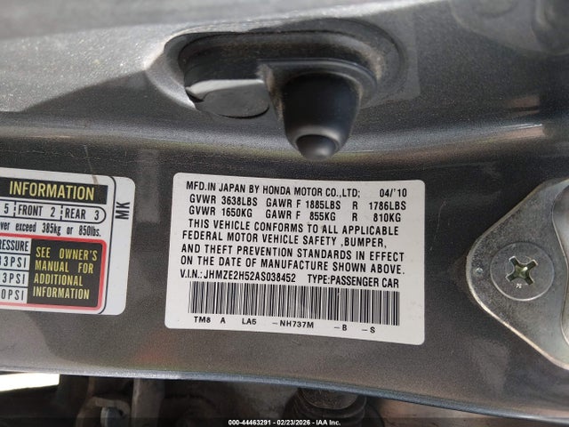 2010 HONDA INSIGHT JHMZE2H52AS038452 Photo 8