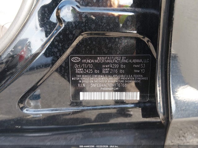 2011 HYUNDAI SONATA 5NPEB4ACXBH176768 Photo 8