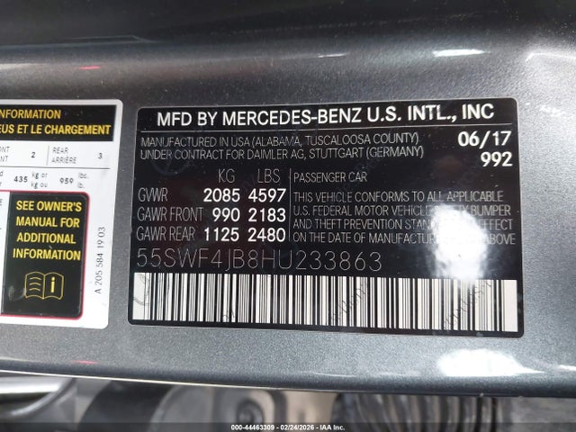 55SWF4JB8HU233863 Mercedes-Benz C 300