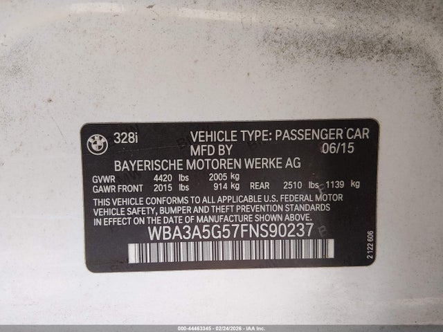 2015 BMW 328I WBA3A5G57FNS90237 Photo 8