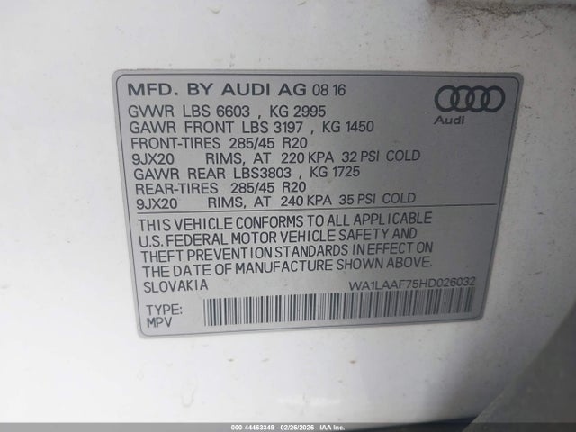 WA1LAAF75HD026032 Audi Q7 3.0t Premium