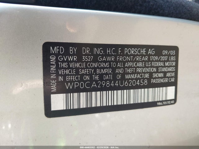 2004 PORSCHE BOXSTER WP0CA29844U620458 Photo 8