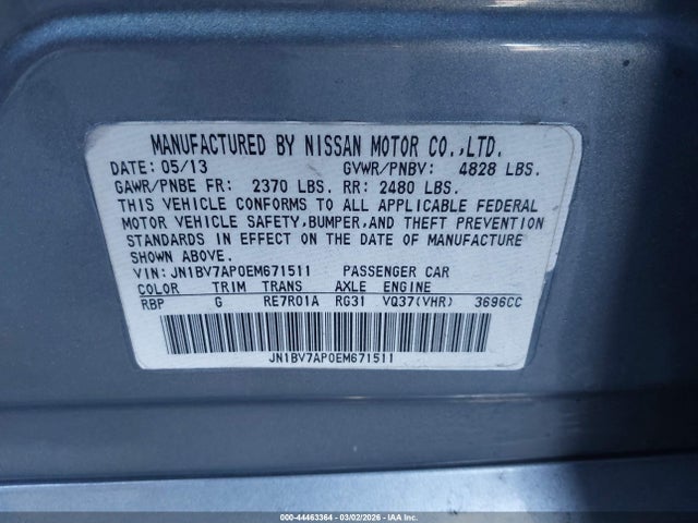 Aukcja sprzedaży 2014 Infiniti Q50 Sport, vin: JN1BV7AP0EM671511, numer aukcji: 44463364