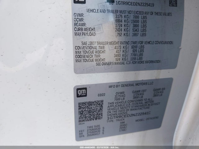 1GTR9CED2NZ225419 GMC Sierra 1500 Limited 4wd Standard Box Elevation
