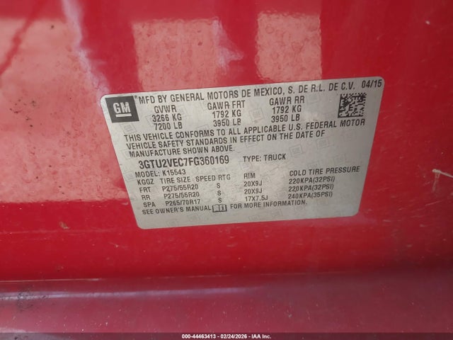 GMC Sierra 1500 Slt 2015 3GTU2VEC7FG360169 Image 9