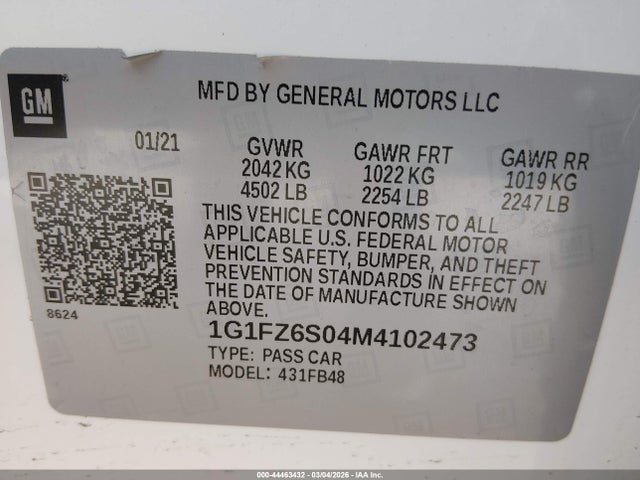 1G1FZ6S04M4102473 Chevrolet Bolt Ev Fwd Premier