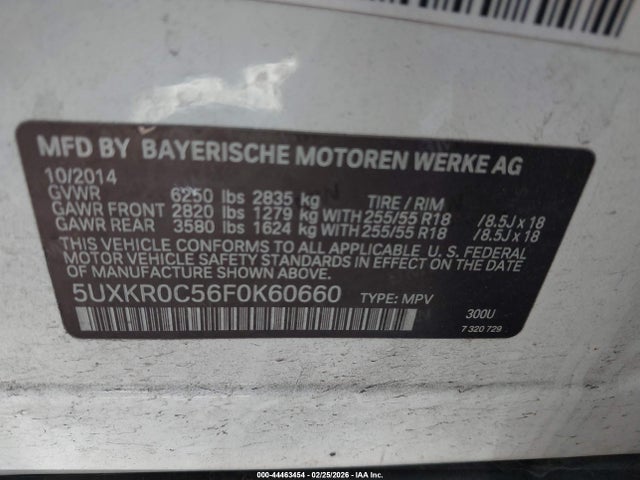 2015 Bmw X5 Xdrive35i მანქანა იყიდება აუქციონზე, vin: 5UXKR0C56F0K60660, აუქციონის ნომერი: 44463454