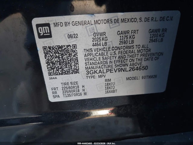 Aukcja sprzedaży 2022 Gmc Terrain Fwd Slt, vin: 3GKALPEV9NL264650, numer aukcji: 44463465