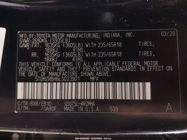 2020 TOYOTA HIGHLANDER 5TDHZRBH6LS023901 Photo 8